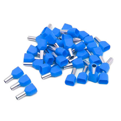 Terminal pins double insulated blue 2508 set 100 pcs